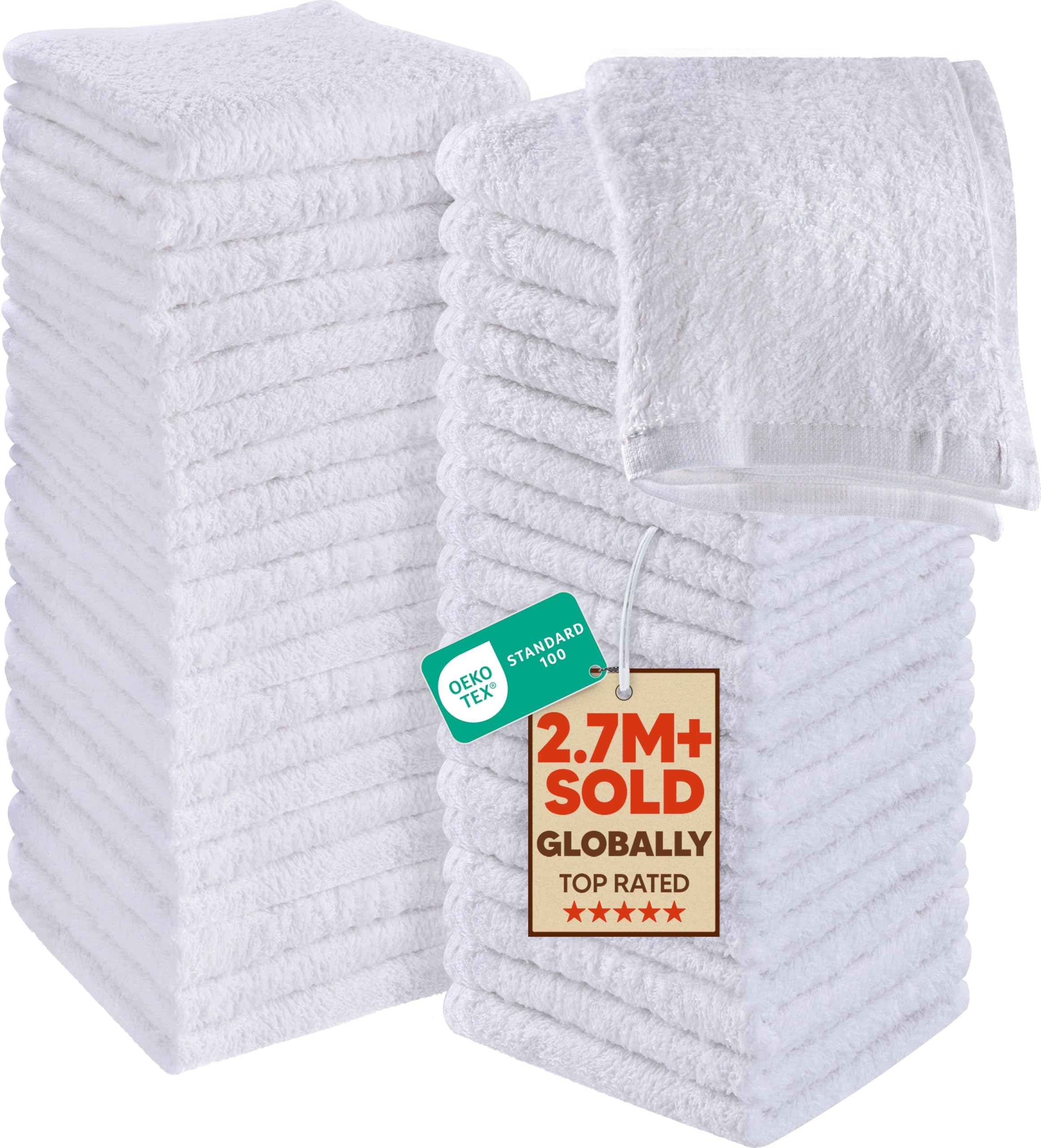 Utopia Towels - Cotton Washcloths Set - 30 x 30 cm, White - 100% Ring Spun Cotton, Premium Quality Flannel Face Cloths, Highly Absorbent and Soft Feel Fingertip Towels (60-Pack, White)