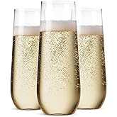 Munfix 48 Pack Stemless Plastic Champagne Flutes Disposable 9 Oz Clear Plastic Toasting Glasses Shatterproof Recyclable and BPA-Free
