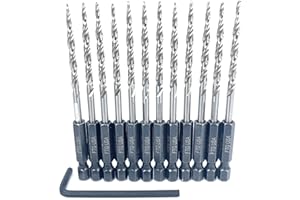 FTG USA Tapered Drill Bits for Wood 12 Pc #6 (9/64") All Same Size Replacement for FTG Countersink Drill Bit Set