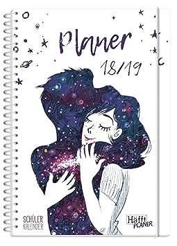 Häfft PLANER Premium A5 2018/2019 [One with the Universe] Spiralbindung mit Schutzdeckblättern, Hausaufgabenheft/Schülerkalen