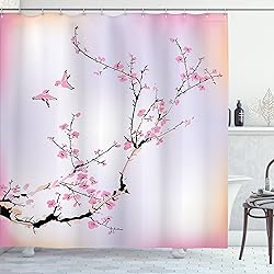 Ambesonne Nature Shower Curtain, Flowers Buds and