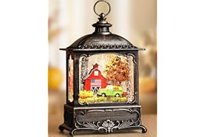 Priddop Fall Snow Globe Lantern Fall Decorations for Home Thanksgiving Gifts Autumn Harvest Fall Decor Swirling Glitter Snow Globes Barn Truck Pumpkin Farm