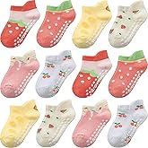 Aroveea Baby Toddler Socks Grip Non Slip Boys Girls Cotton 12 Pack for Kids Ankle Cute Socks 6M-7Years