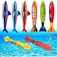 Diving Torpedo Pool Toy Set – Underwater Shark Torpedoes & Squid Dive Toys for Kids – Fun Swim Training Sinkers for Pool Games, Summer Water Play & Outdoor Swimming Activities