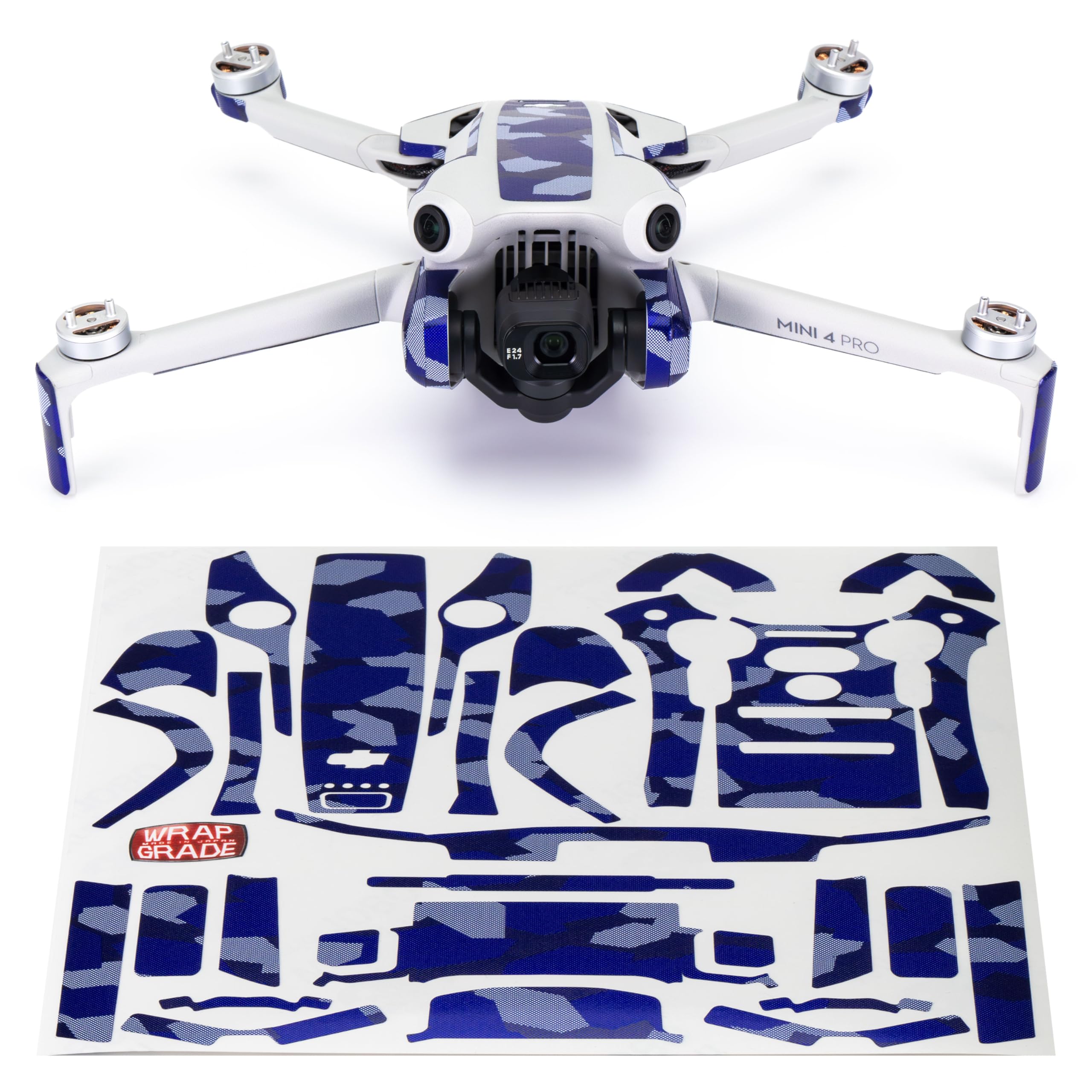 WRAPGRADE Skin Stickers Compatible with DJI Mini 4 Pro | Accent Color (Storatosphere Blue Dot Camo)