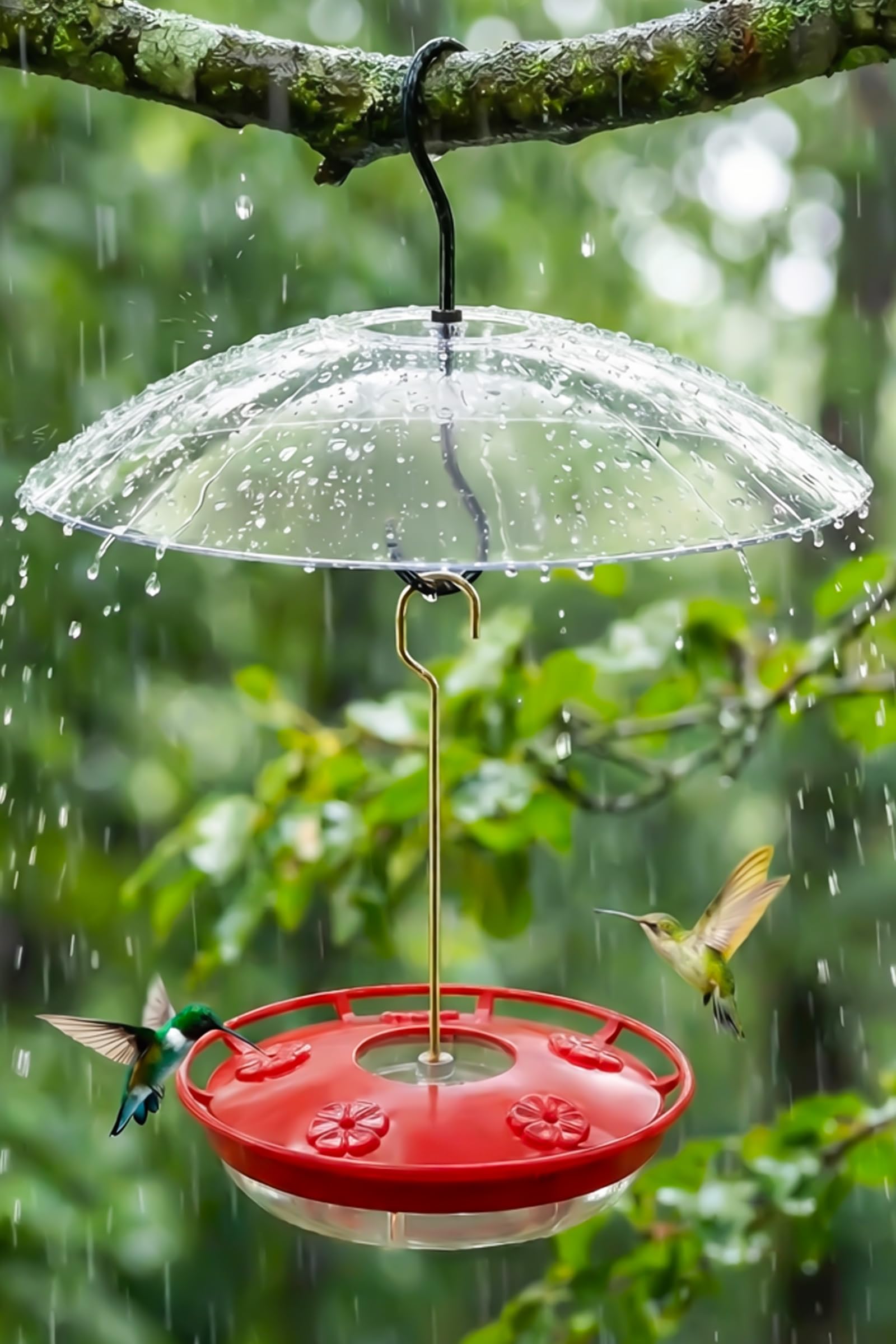 FEED GARDEN 16oz Hummingbird Feeder for Outdoors – Leak-Resistant with Rainproof Dome, Ant Moat & 5 Feeding Ports, Easy Fill & Clean Hanging Nectar Feeder Image