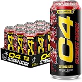 C4 Ultimate Energy Drink with Zero Sugar, Cherry Bomb Frost, 12pk | 300mg caffeine delivers ultimate energy, focus and performance when you need it most.