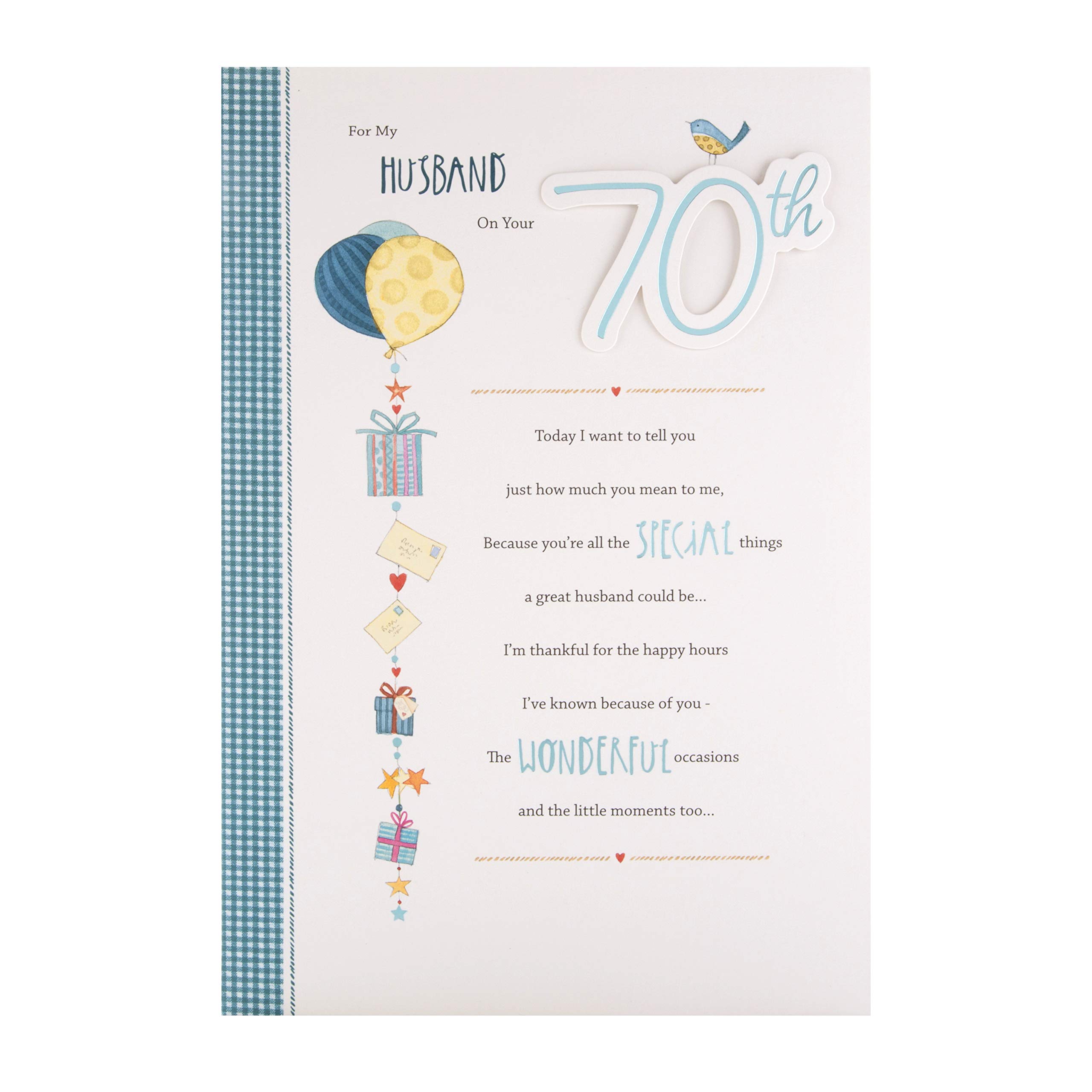 70TH Birthday Card for Husband from Hallmark - with Sentimental Verse