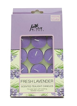 PAN AROMAS Fresh Lavender Tealight Candle - Pack of 15