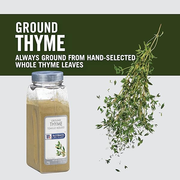 MCCORMICK CULINARY GROUND THYME, 11 OZ – ONE 11 OUNCE CONTAINER OF GROUND THYME SEASONING, BEST WITH CHOWDERS AND SOUPS, MEAT, SEAFOOD, MASHED POTATOES AND MORE