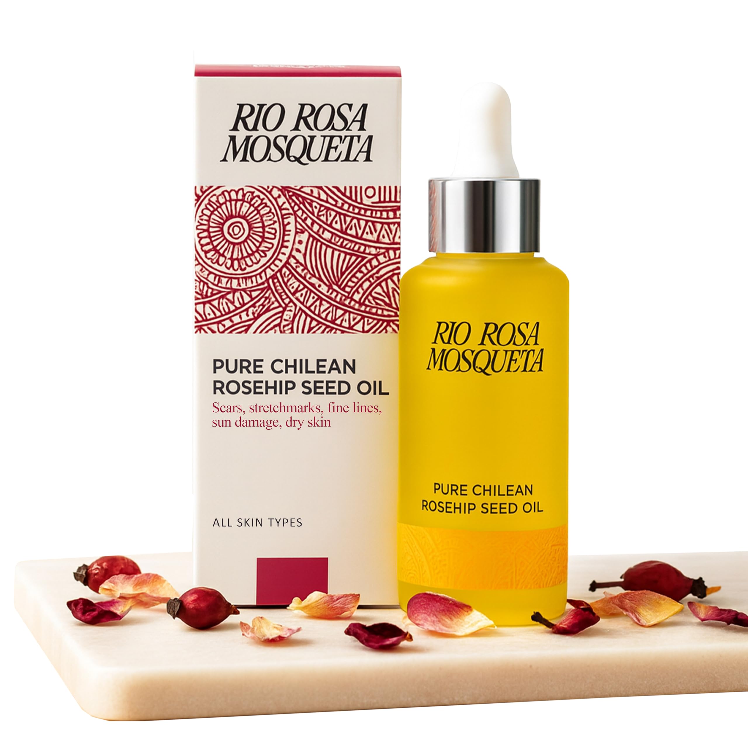 Pure Rosehip Seed Oil 50ml for Scars & Stretchmarks, Pregnancy, Natural Cold-Pressed Antioxidant, Hydrating & Nourishing for Skin Tone & Texture, Vitamin E, Vegan