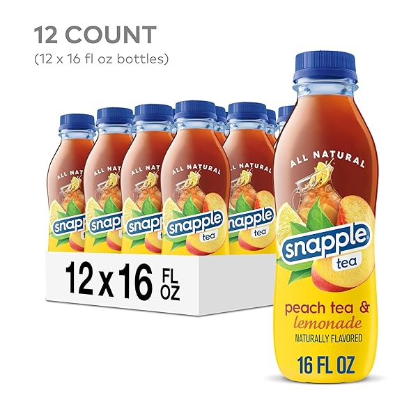 SNAPPLE PEACH TEA LEMONADE, 16 FL OZ, PACK OF 12