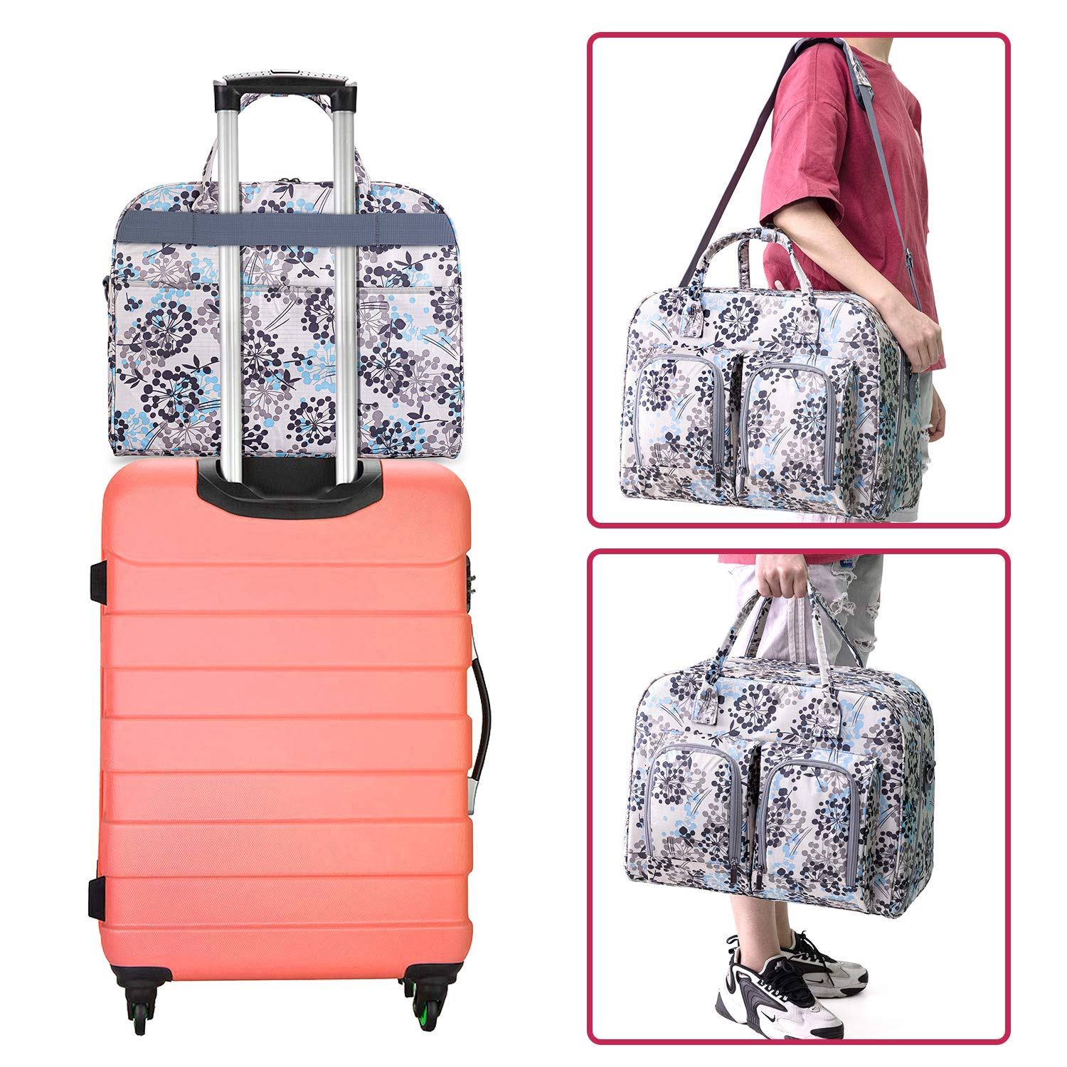 Teamoy Sewing Machine Carrying Case, Sewing Machine Tote with Bottom Wooden Board Pad for Most Standard Sewing Machines and Accessories, Dandelion