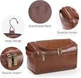 Etercycle Leather Toiletry Bag Hanging Travel Organizer Brown PU Waterproof view 4