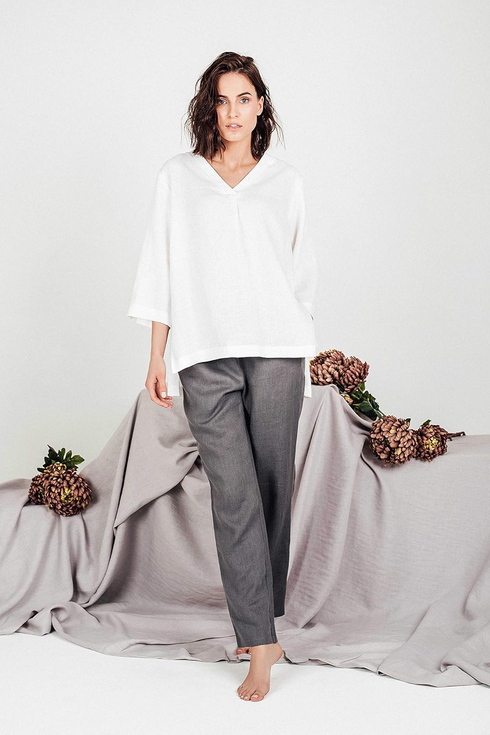 white linen tops womens
