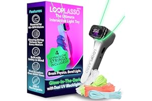 Loop Lasso® Nano - The Original Glow-in-The-Dark String Shooter Toy - Built-in UV Blacklight - Adult & Kids Rope Launcher Gift - Viral Fidget Toy Gadget - Music Festival Rave Dance Accessory (Mock)