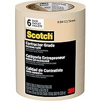 Scotch Contractor Grade Masking Tape, 0.94 inches by 60.1 yards (360 yards total), 2020, 6 Rolls