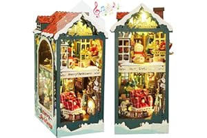 fifijoy Christmas Book Nook Kit - DIY Miniature House Dollhouse Kit for Adults and Teens, Booknook Bookshelf Insert Christmas Decorations, Gifts for Family and Friends (Merry Christmas)