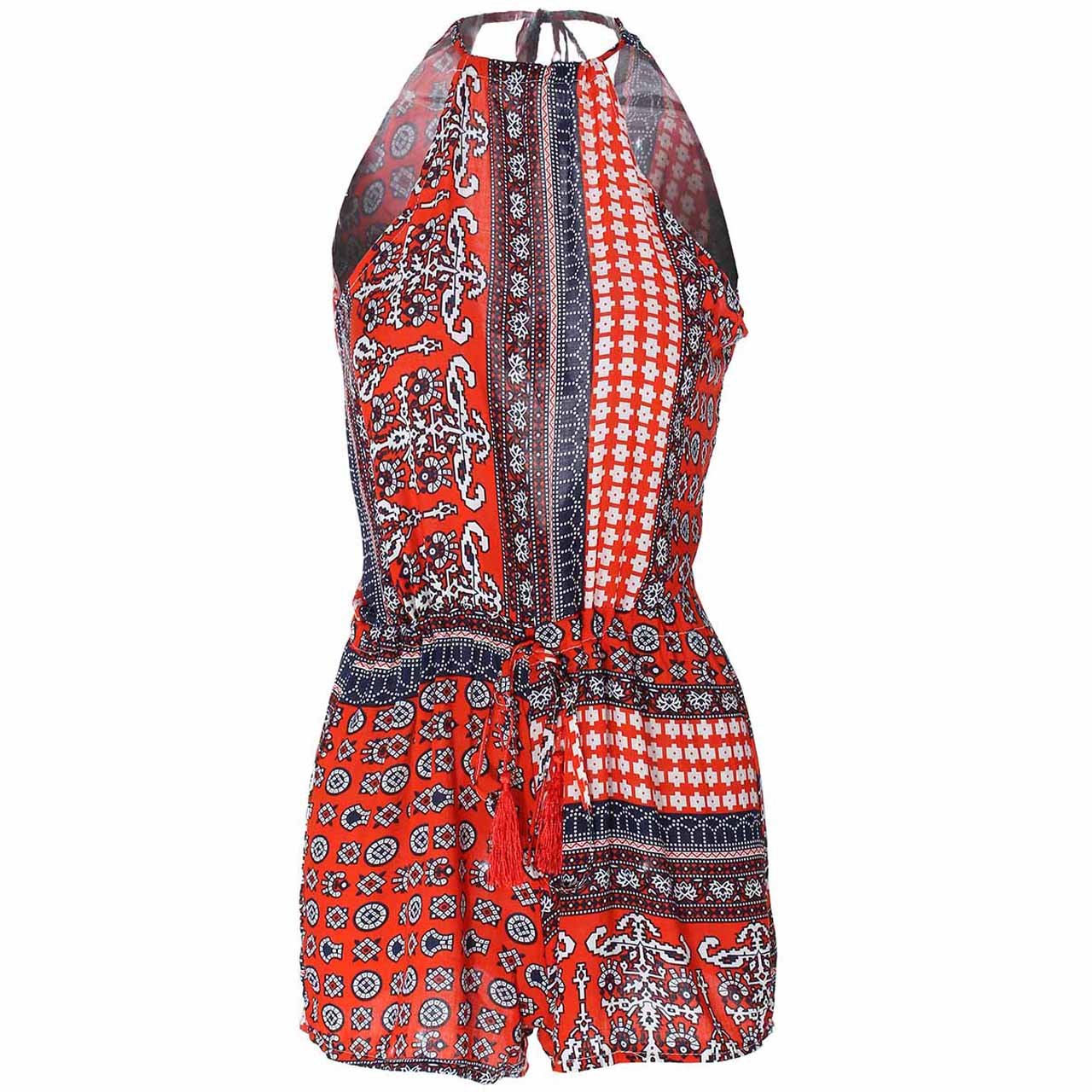 Ayliss Women\'s Sexy Cut out back Bohemian Casual Loose Romper Playsuit,Red M