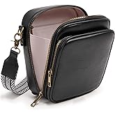 Small Messenger Bag Vegan Leather Crossbody Bag for Women Men, Vintage Cross Body Shoulder Purse with Card Slots