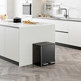 VonHaus 30L Double Recycling Kitchen Bin Black with Removable Inner Bins view 2