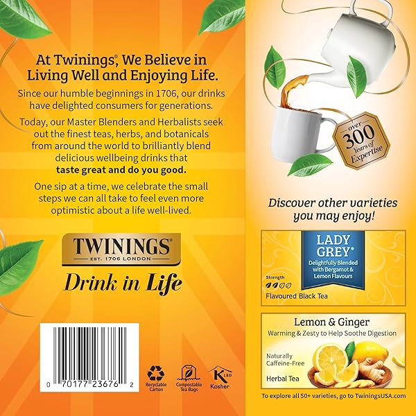 TWININGS EARL GREY BLACK TEA INDIVIDUALLY WRAPPED BAGS, 100 COUNT