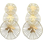 AUHUAYAO Stylish Disc Dangle Earrings for Women Lightweight Geometric Drop Earrings Statement Earrings Hypoallergenic Perfect for Round and Square Face Easy to Wear for Daily and Special Occasions
