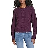 Tommy Hilfiger Womens Solid Cable Crewneck Bobbi Pullover Sweater