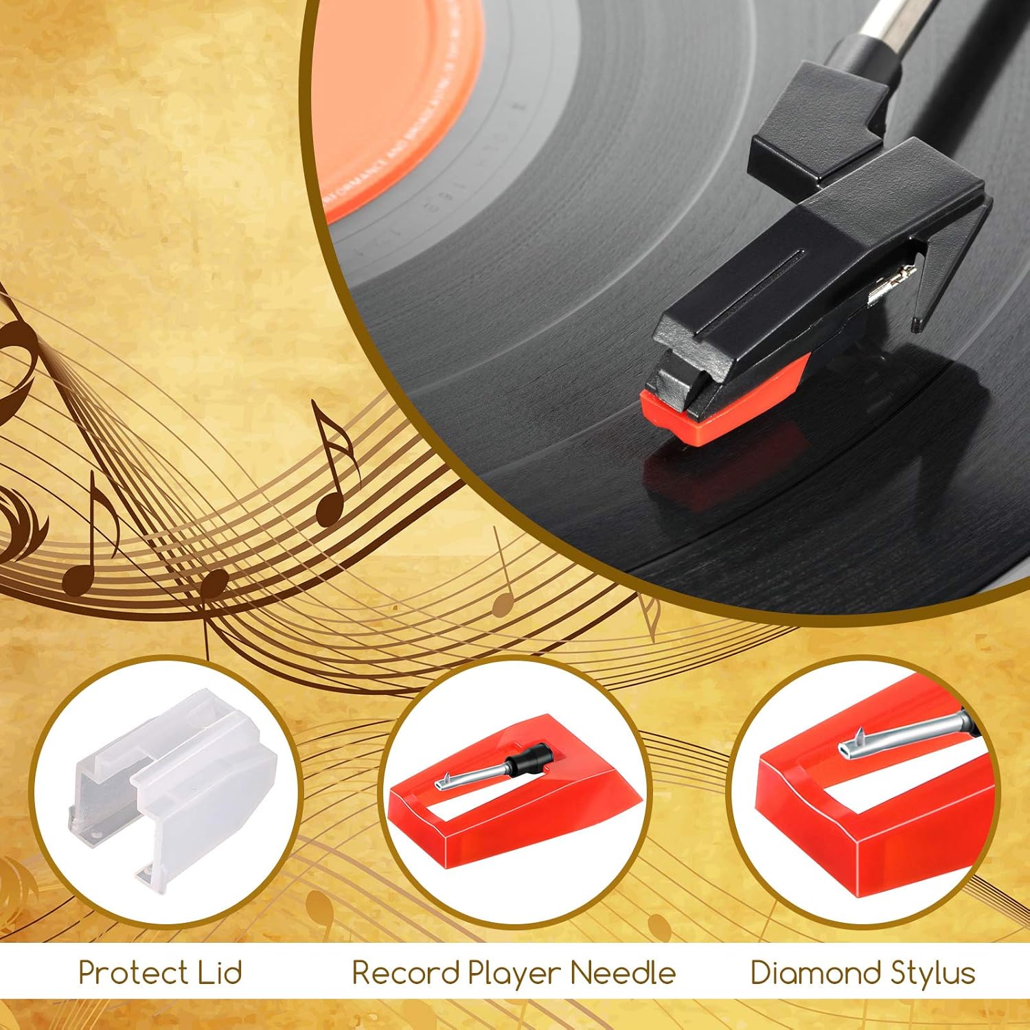 2 Pieces Record Player Needle, Stylus Needle Record Player Turntable