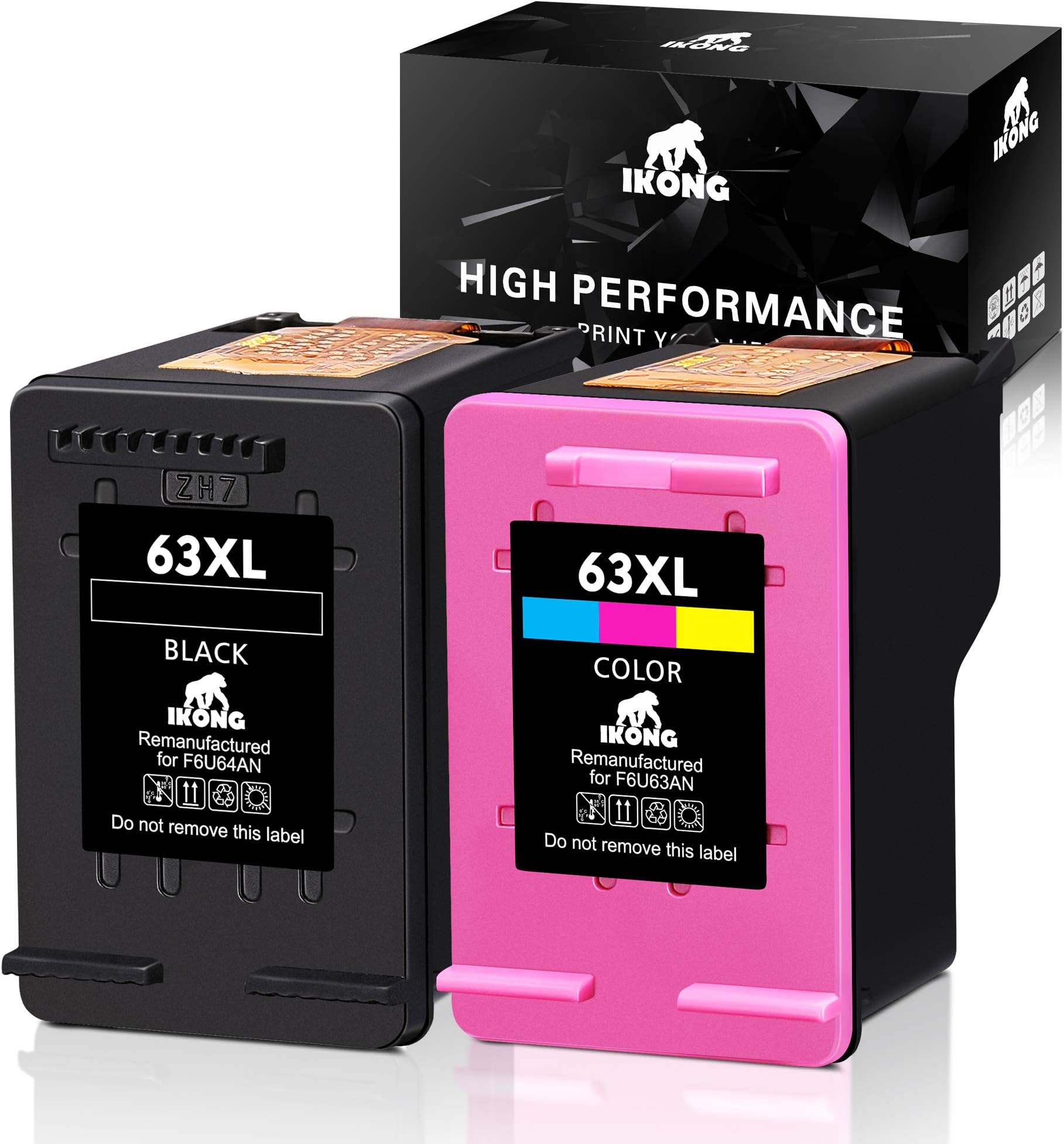 IKONG Remanufactured Ink Cartridge Replacement for HP 63 Ink