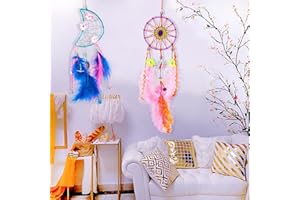NOONIMUM Dream Catchers Handmade, Sun and Moon Dream Catcher Home Decor, Home Ornaments Craft Gift for Bedroom, Dreamcatcher Bedroom Wall Hanging Decor