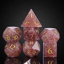 UDIXI Strawberry Quartz Gemstone Dice Set, Stone
