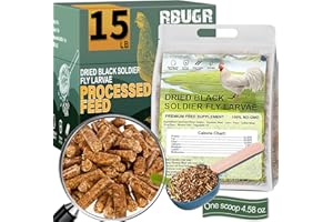 RBUGR Chicken Feed, 15lb Dried Black Soldier Fly Larvae Pellets for Chickens, Processed Chicken Food for Laying Hens, Chickens Layer Feed, Organic Bird Food with More Protein&Calcium Than Mealworms