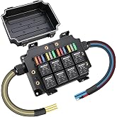 Weasch 12 Way Pre-Wired Waterproof Fuse Relay Box 12V Universal Fuse Panel | 8 x 40A 4-Pin Relays 12 Slot ATC/ATO Fuse Relay Block, for 4x4 Truck RV LS Swaps Lights Cooling Fans