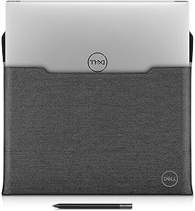 Dell Premier Sleeve 17 17 inch Laptop Case - Magnetic Snap Button Black Leather with Grey Heather Exterior - for Precision Mobile Workstation 5750, XPS 17 9700