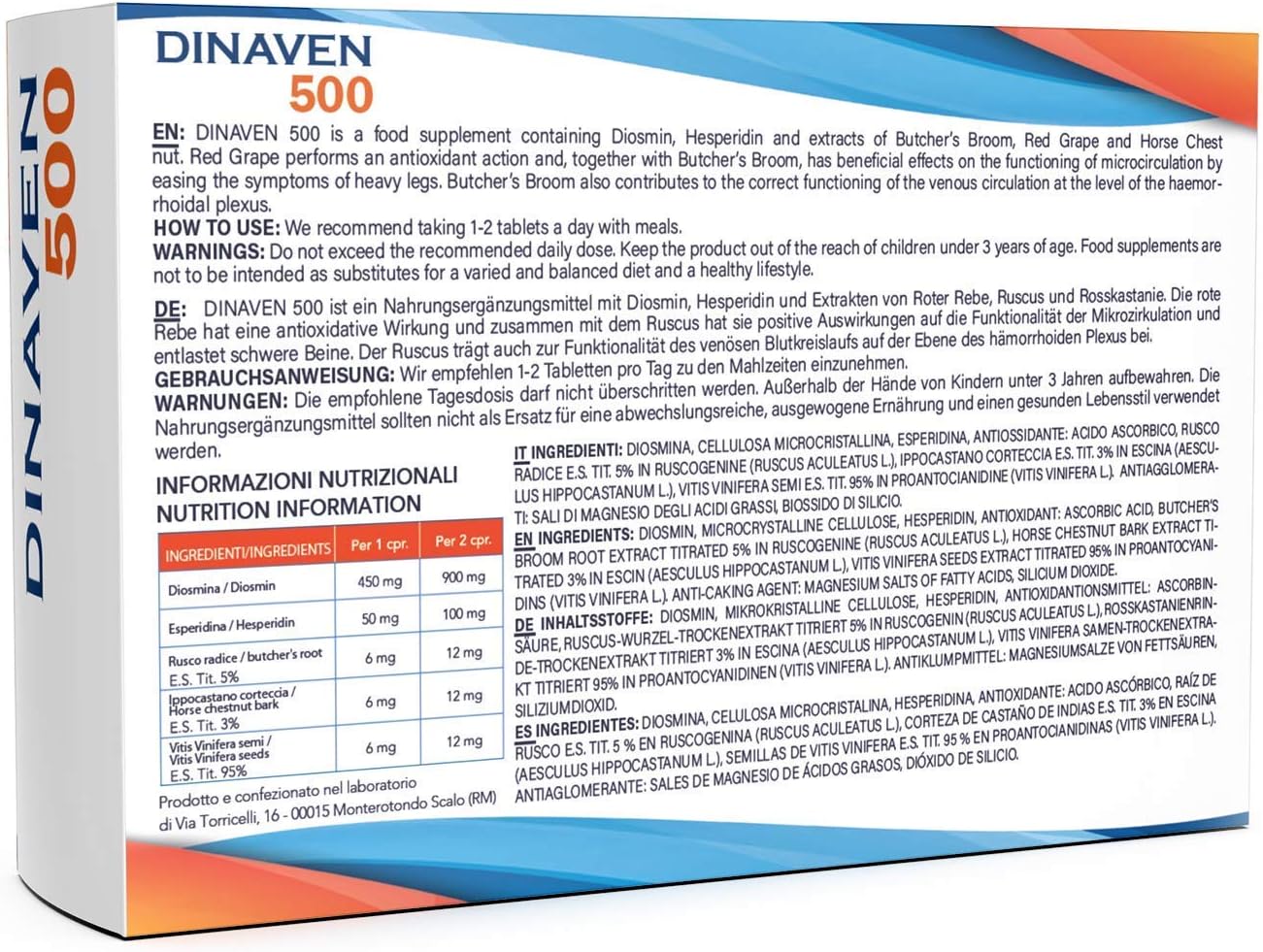 Dulac, Dinaven 500, Food Supplement for Leg Support Circulation 60 Tablets, for Heavy and Tired Legs Helps Improve Blood Flow - Image 4