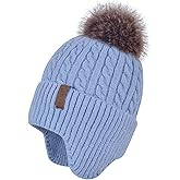 FENELY Women's Knitted Warm Beanie Winter Hat, Warm Chunky Snow Hat with Pompom