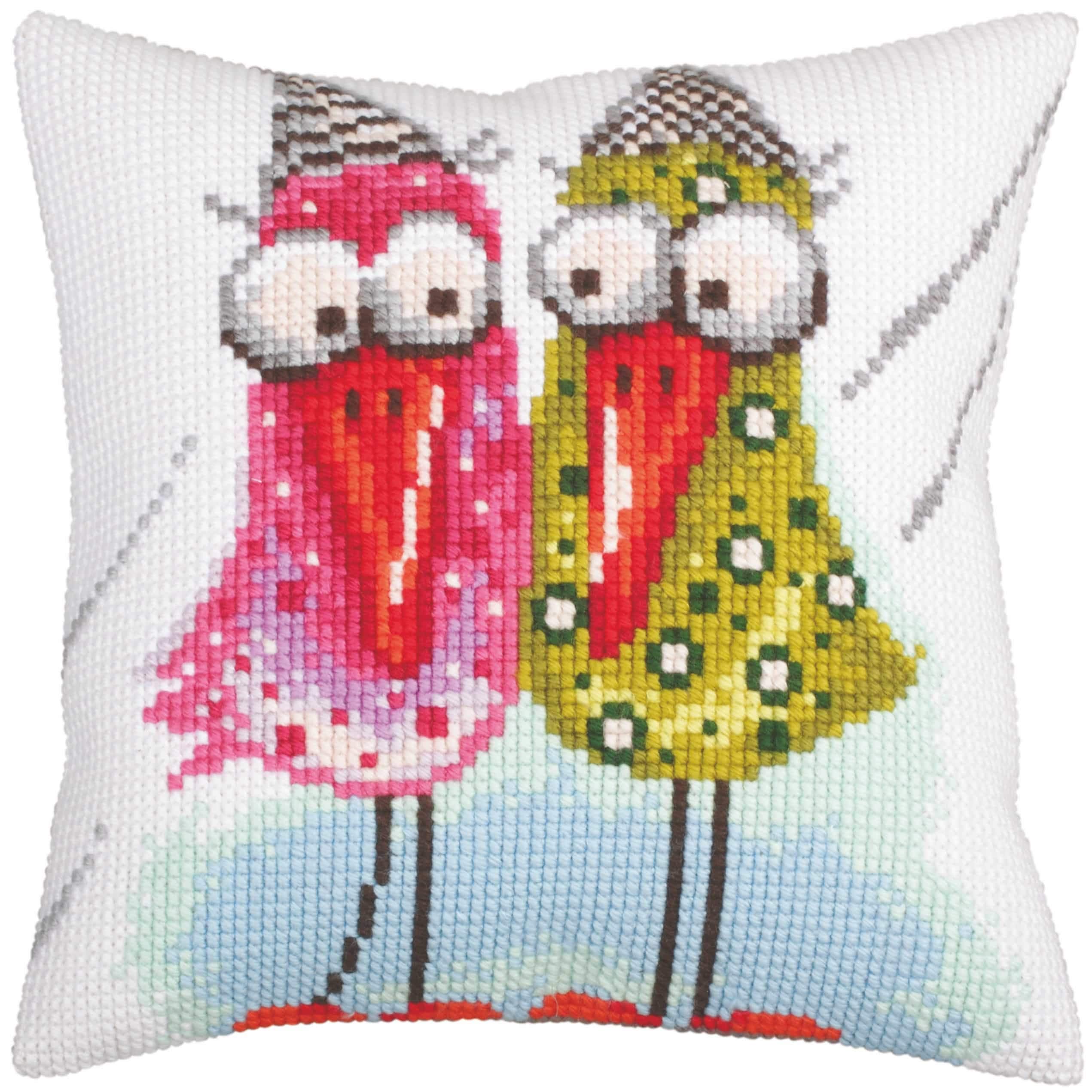 Collection d'Art Cross Stitch Cushion: Zelliges (Right), Multicolor, 17,55 x 19,5 in โ image 1