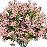 Grunyia Artificial Fake Flowers for Outdoor Spring Decoration, 16 Bundles Faux Silk Colorful Daisy UV Resistant Realistic for Outside Porch Patio Home Yard Garden Planters Pots Window Box (Pink)