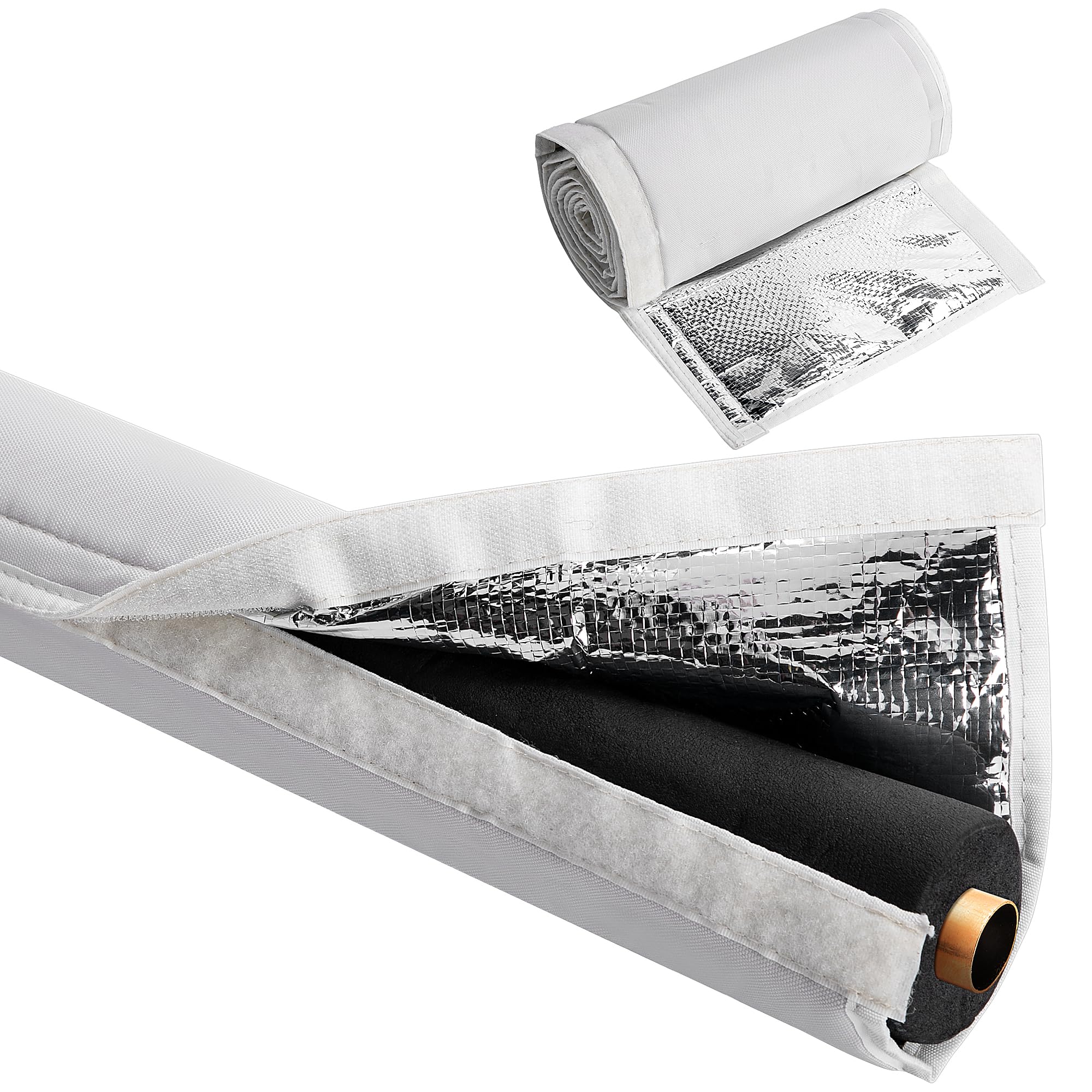 Photo 1 of Nkiy Quen 3 Layers HVAC Copper Pipe Insulation Cover,72x10.2 Inch 600D Oxford AC Pipe Insulation Covers,Flexible White Gray Copper Line Insulation Sleeve for Central Air Conditioning Mini Splits