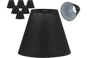 DORALOKO 6 Pack Black Linen Fabric Lamp Shades for PL2306/5, Perfect Fit for 6-Light Chandelier Pendant Light, Clip On Bulb E12 Socket, Just Lampshades No Light Fixture(Mini Size, 3.0x6.0x5.0inch)