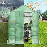VOUNOT Walk In Greenhouse with Shelves 143x143x195cm Green view 4