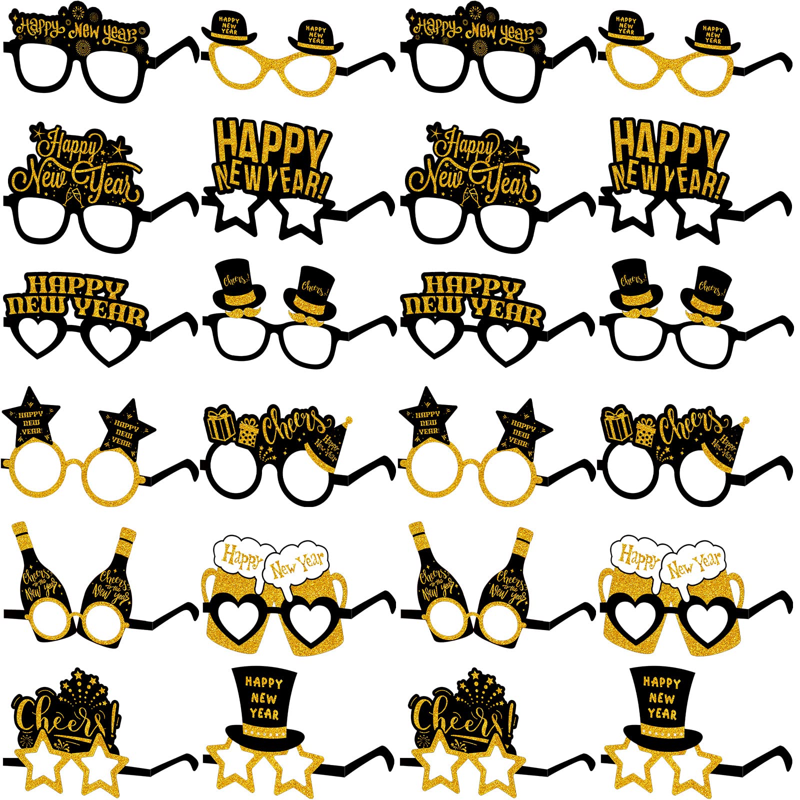 Suilung 24 Pack Happy New Year's Eve Glasses 2026 New Years Eve Eyeglasses Party Favors Supplies 2026 Year's Decorations