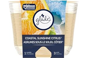 Glade Scented Candle, Coastal Sunshine Citrus, 3-Wick Candle, Air Freshener Infused with Essential Oils for Home Fragrance, 1