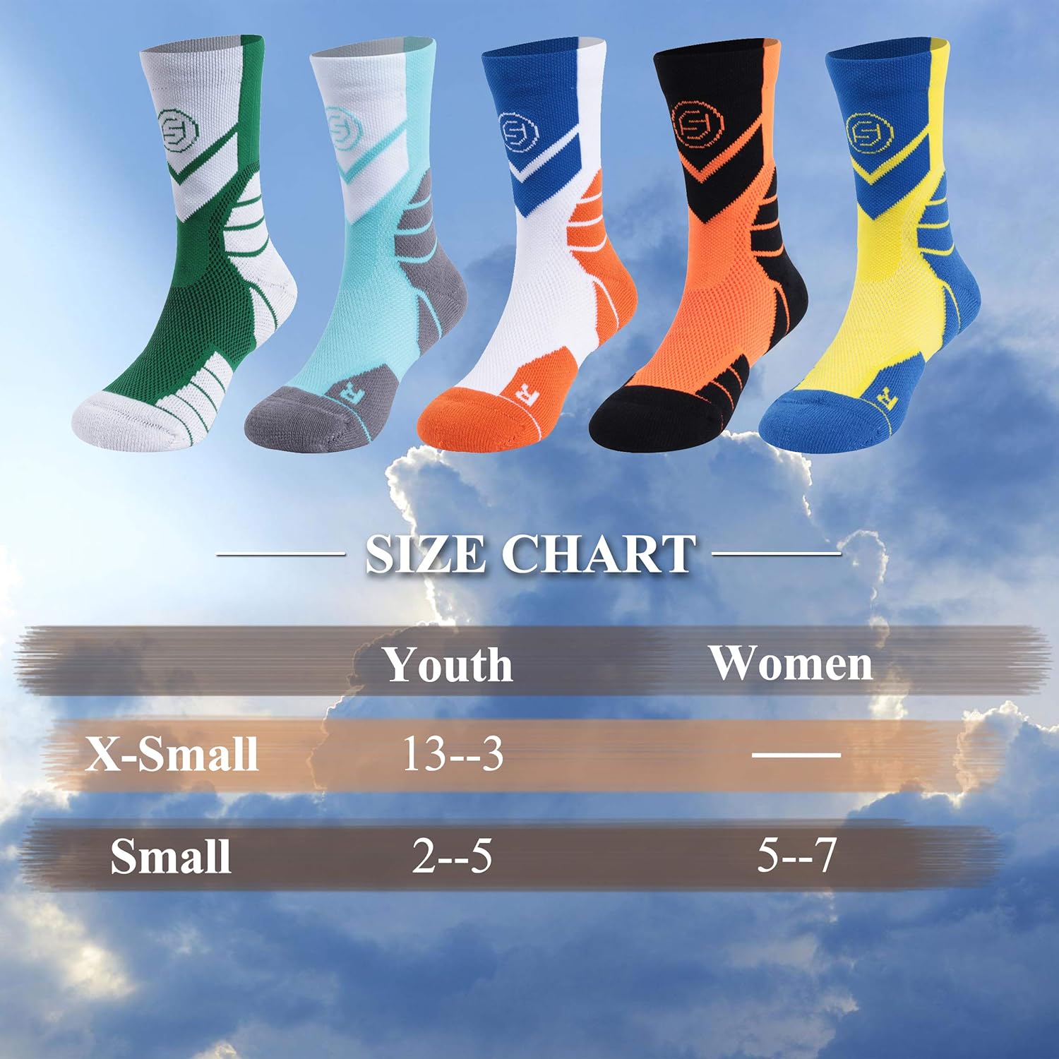 Cycling Socks for Boys Girls, Forcool Cushioned Spring Running Walking Sports Crew Socks, 1/3 Pairs: Clothing