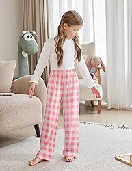 Arshiner Pajama Pants for Girls Long Sleep Plaid