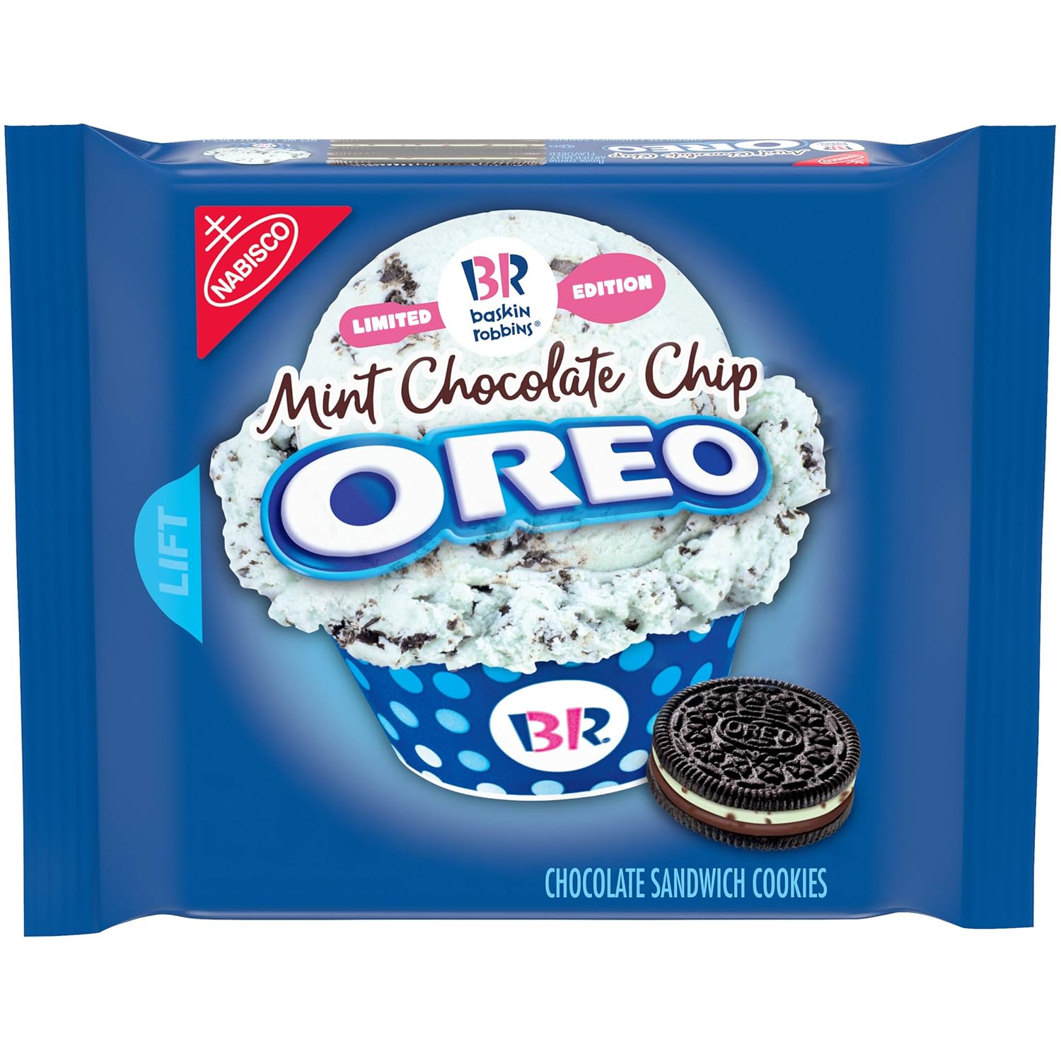 Oreo Chocolate Sandwich Cookies Mint Chocolate Chip Flavor Creme Baskin Robbins Limited Edition 10 7 Ounce Amazon Com Grocery Gourmet Food