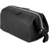 KomalC Buffalo Leather Toiletry Bag for Men &amp; Women, Travel Pouch | Water-resistant lining Grooming organizer Dopp kit Toiletries organizer Travel essentials Gift for men and women