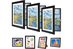 3 Pack Kids Art Frame - Black Kids Artwork Frames Changeable, Front Opening Holds 150, 10x12.5 Children Artwork Frames, Kid A
