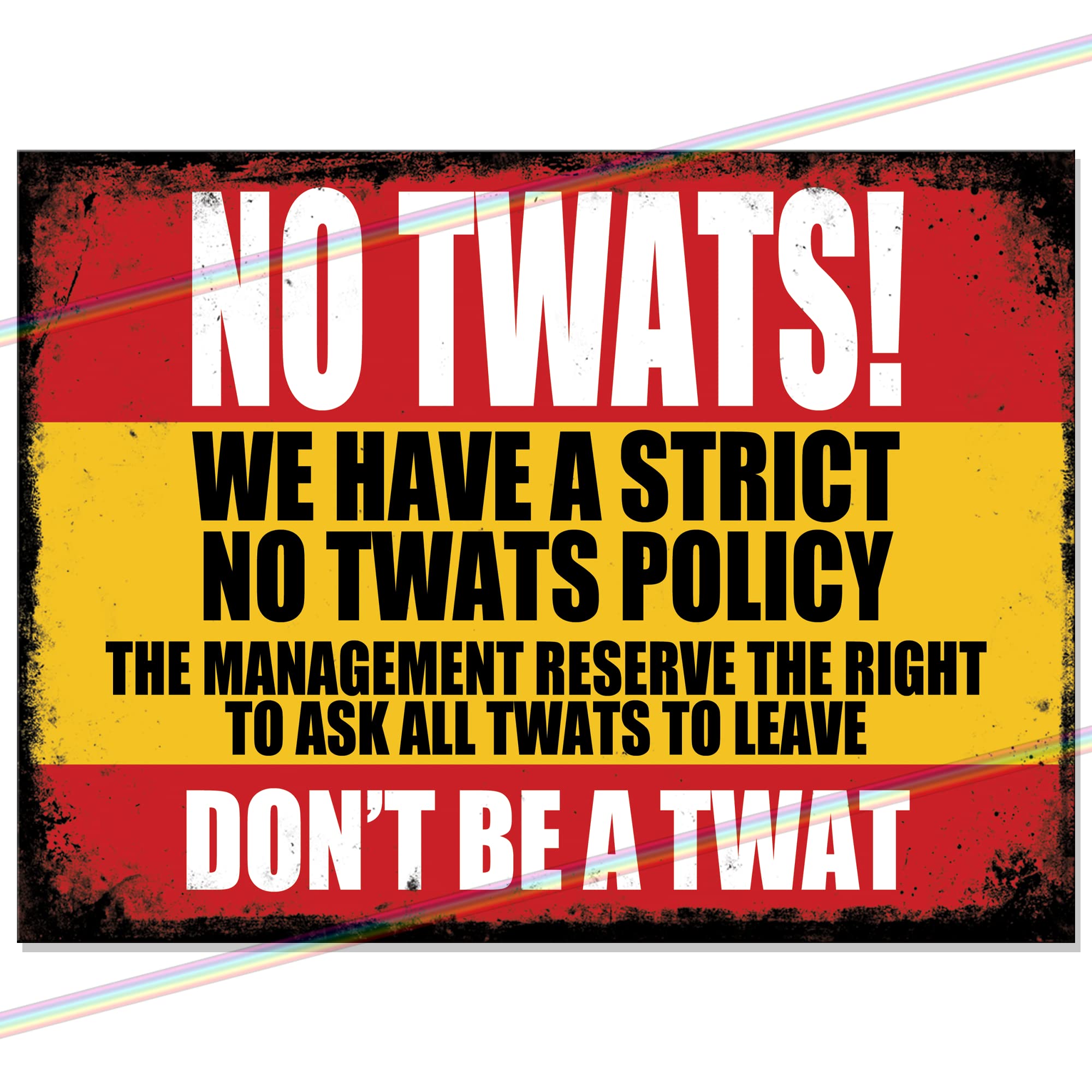 Strict No Twats Funny Metal Bar Sign | Retro Wall Plaque For Home Pub, Garage & Man Cave Decor | Indoor Or Outdoor Garden Gift, 20cm x 15cm 4 Pre drilled Holes